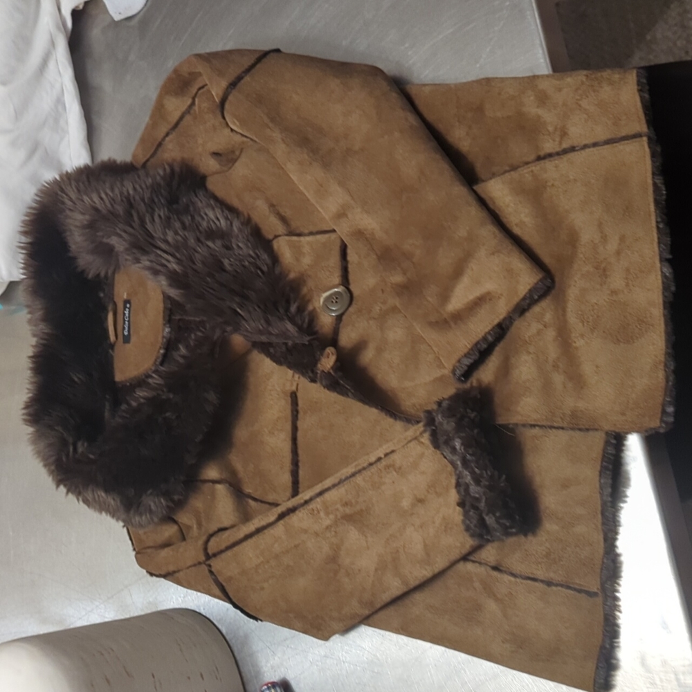 Coat faux fur suede